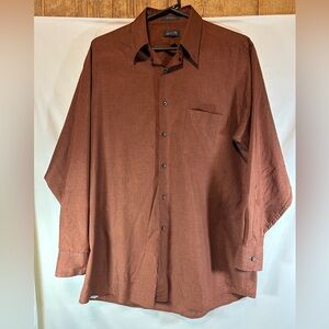 Arrow brown/black marled wrinkle free long sleeve W/pocket button down shirt M
